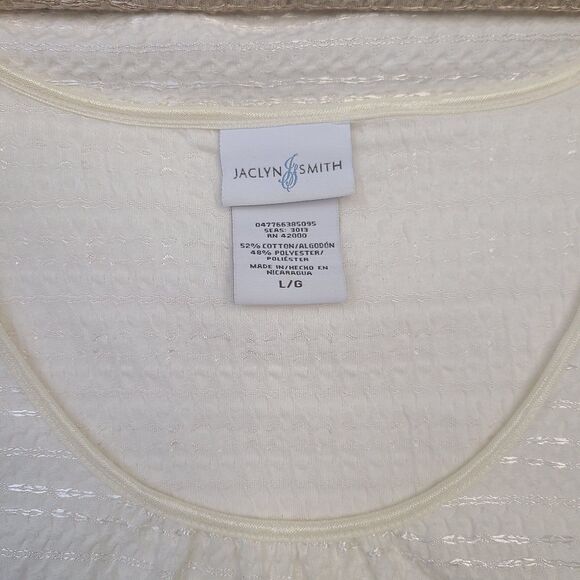 2 X 1 Jaclyn Smith women's short-sleeve top beige and  tan with a textured knit - Picture 4 of 7